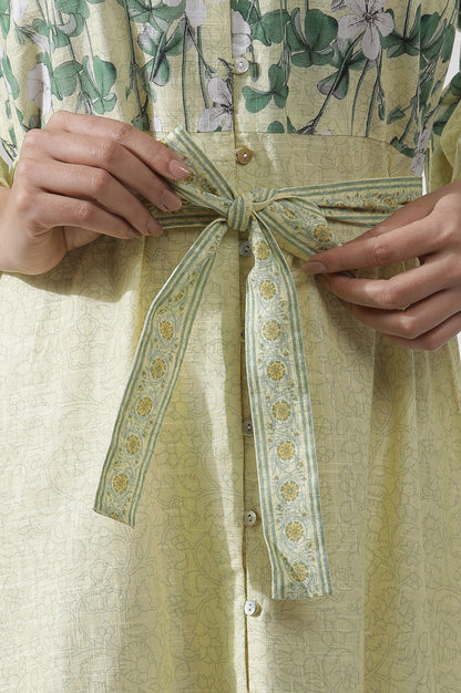 Yellow Floral Printed Shirt Dress - Image 2